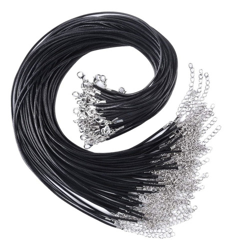 100pcs 50cm Cordón De Collar Encerado Cordón De Collar Negro