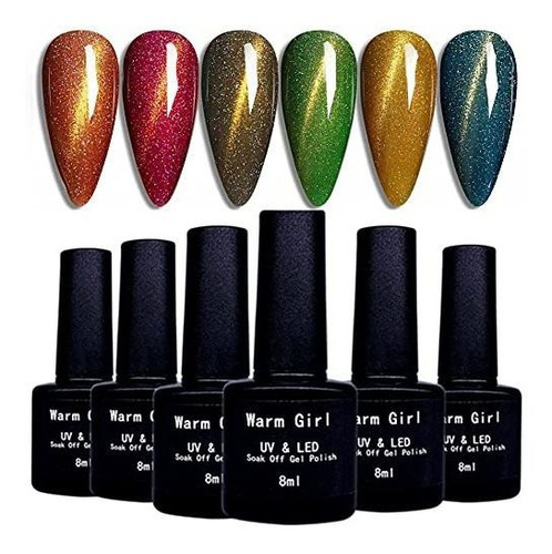 Esmalte De Uñas - 3d Cat Eye Gel Nail Polish Set 8ml 6pcs Co