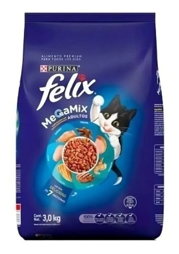 Alimento Felix Megamix para gato adulto sabor mix en bolsa de 3 kg