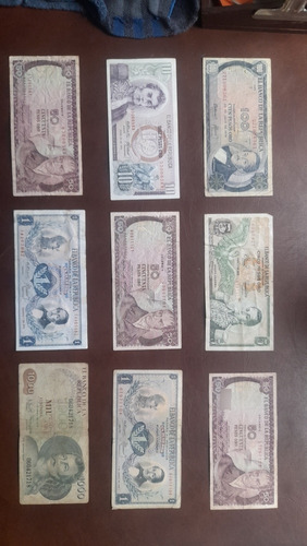 9 Billetes Antiguos De Colombia Economicos