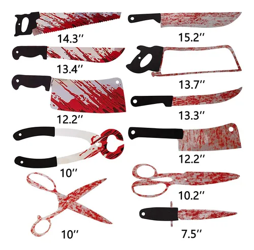 8 Blood Knives (pvc) - Halloween Bloody Knife Banner Decor