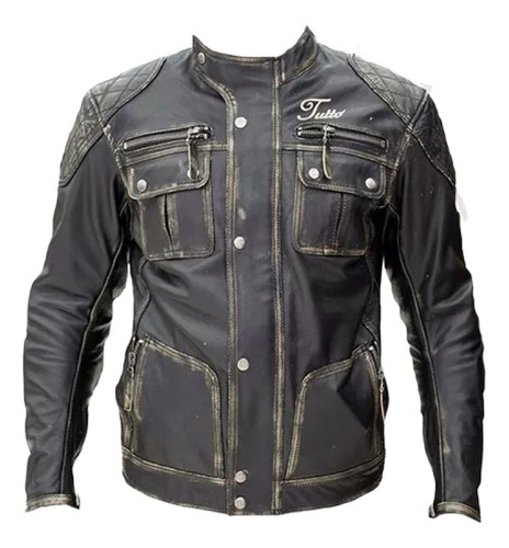 Jaqueta Masculina Tutto Moto Custom Couro Estilo Desgastado 