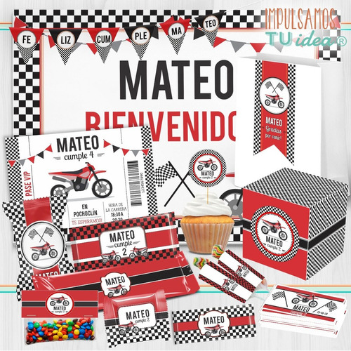 Cumple Moto De Carrera, Kit Imprimible Moto De Carrera