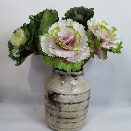 2 Piezas Artificiales De Flores De Rosas De Repollo, Tallos