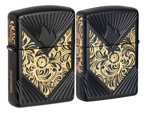Isqueiro Zippo Preto Multicorte com Gravação a Laser Dourada