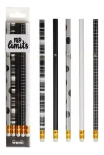 Lápices Negro Con Goma Wero 3105 X 5 No Limits Souvenir Trazo Grafito/negro