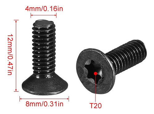 50 Pcs M4 X 12 Mm Torx Drive Counttersunk Tornillo De Acero
