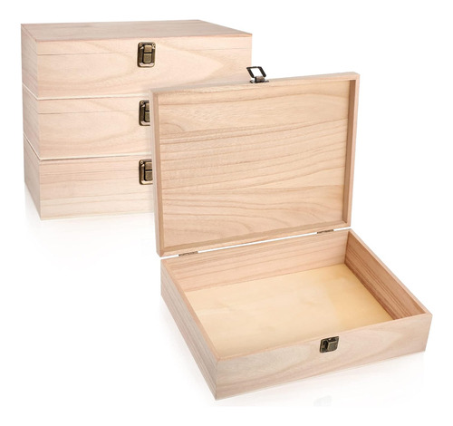 4 Cajas De Madera Sin Terminar De 12 X 9.25 X 3.35 PuLG...