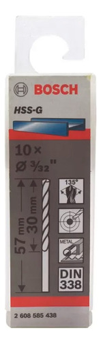 Bosch Broca Metal Hss-g X10u 2.4mm 3/32 