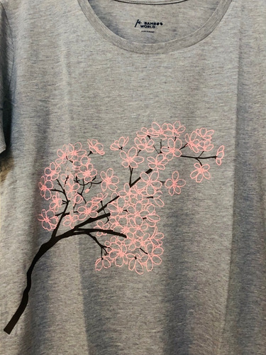 Camiseta Feminina Viscose Bambu Cinza Cerejeira Bamboo World