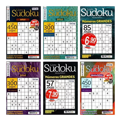 Livro Sudoku Ed. 05 - Médio/Difícil - Com Números Grandes - Só Jogos 9x9 -  EdiCase