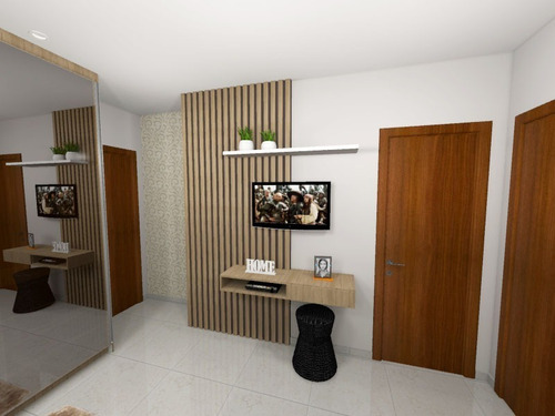 Projeto 3d Quarto E Cozinha Com Sala Integrada