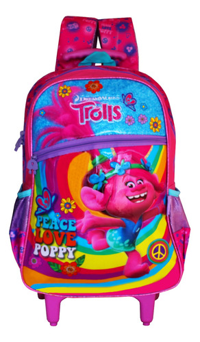 Mochila Rodinhas Infantil Escolar Trolls Poppy Clio Tr2238k