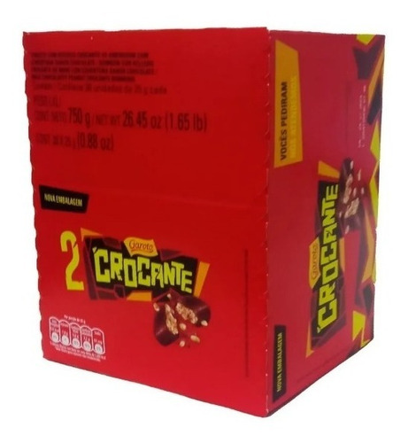 Chocolate Garoto Crocante C/30 Unids De 25g