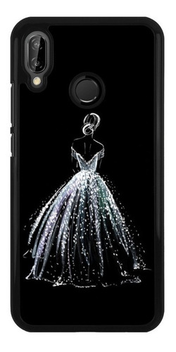 Funda Protector Para Huawei Arte Vestido Mujer Negro Blan