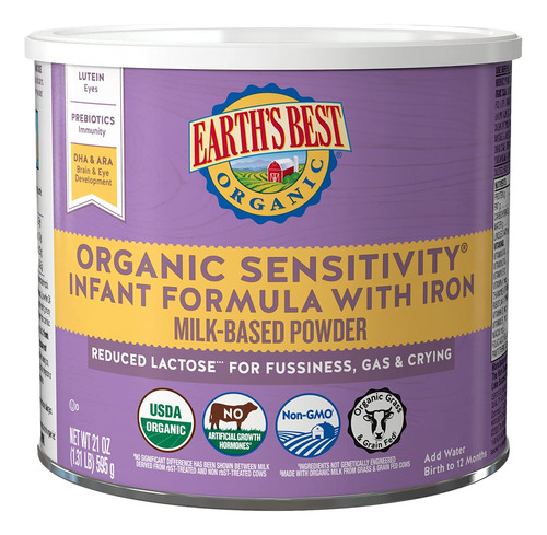 Earth's Best Organica, Formula Para Sensibilidad Infantil Co