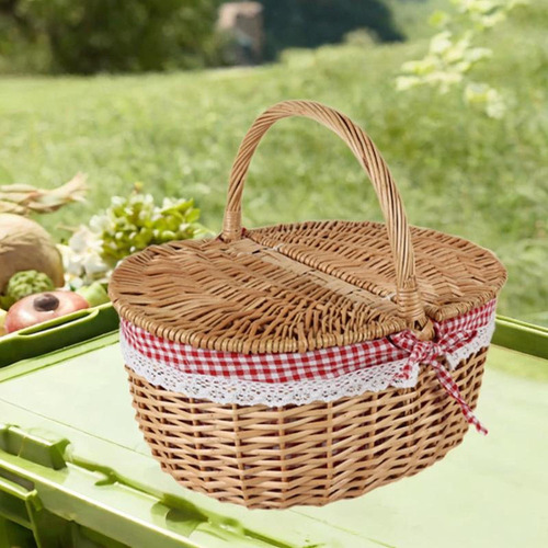 Cesta De Vime Para , Armazenamento De Grande Vermelho Branco