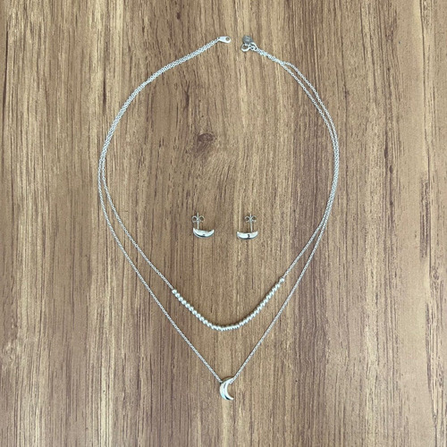 Imagen 5 de 9 de Collar De Plata 925 Set De Cadena Dije Y Aretes Mujer Agálea
