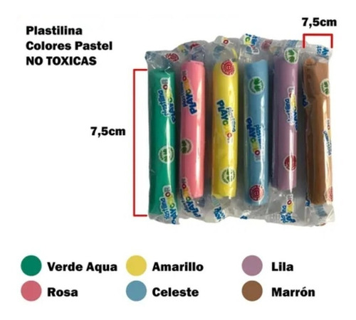 Imagen 2 de 3 de Plastilinas Pastel Playcolor X 6 Colores X 4 Unidades