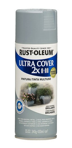Spray Aerosol Ultra Cover 2x Gris Invierno Brill. Rust Oleum