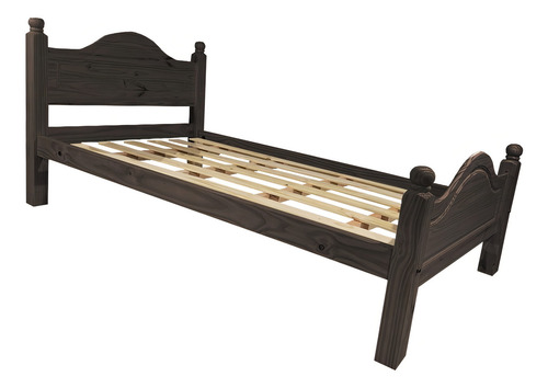 Cama Pino Resistente 1,5 Plaza 100x190 Cm Maciza Sari Color Nogal