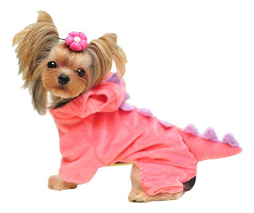 Cuteboom Pink Disfraz De Dinosaurio Para Perro, Disfraz De Halloween, Sudadera Con Capucha Para Perros Pequeños Y Medianos, Color Verde (rosa, L) Lar