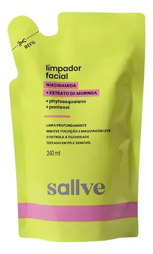 Gel De Limpeza Facial Refil 240ml Sallve Todo Tipo De Pele Dia/noite