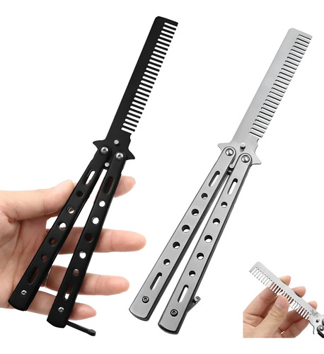 Canivete Preto Butterfly Pente Sem Fio Inox P/ Treinos-c/nfe