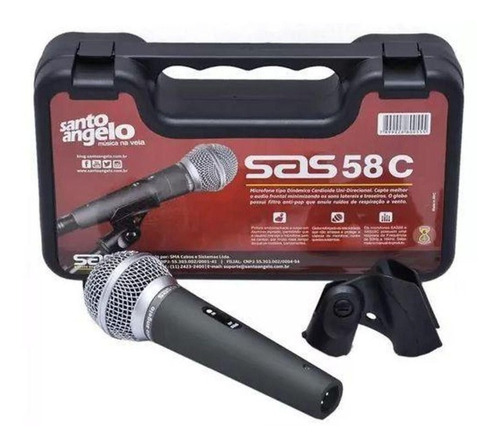 Microfone Com Fio Dinâmico Profissional Sas 58c Santo Angelo