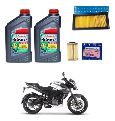 Kit Filtros Y Aceite Castrol Mineral 20w50 Rouser Ns 200 Gb