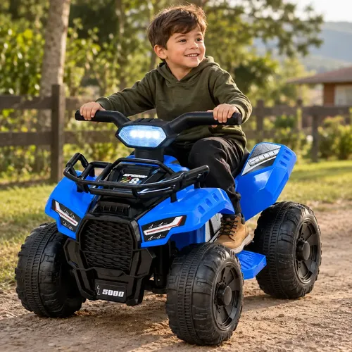 Quadriciclo Infantil Quadzilla Elétrico 6v Com Faróis de LED Seguro Para Meninos Meninas Cor Azul