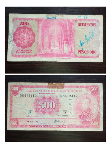 Billete De 500 Pesos, 1973. Pargo Rojo, Original.
