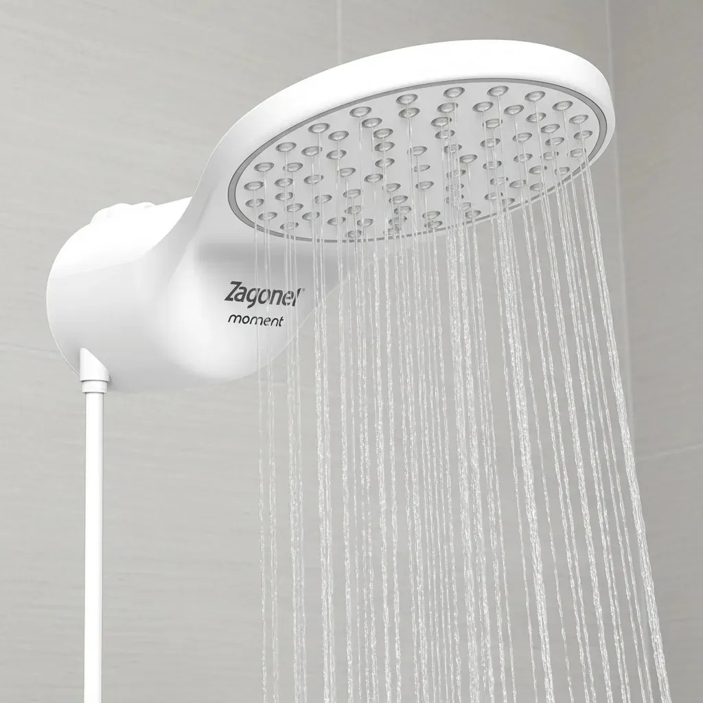 Chuveiro elétrico de parede Zagonel Eletrônica Moment Branco 5500W Produto Nacional de Qualidade