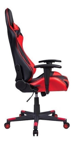 Cadeira de escritório Pelegrin 3012 ergonômica preta e vermelha con estofado do couro sintético