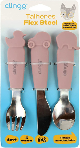 Imagem 2 de 2 de Kit Talheres Animais Metal E Silicone- Clingo