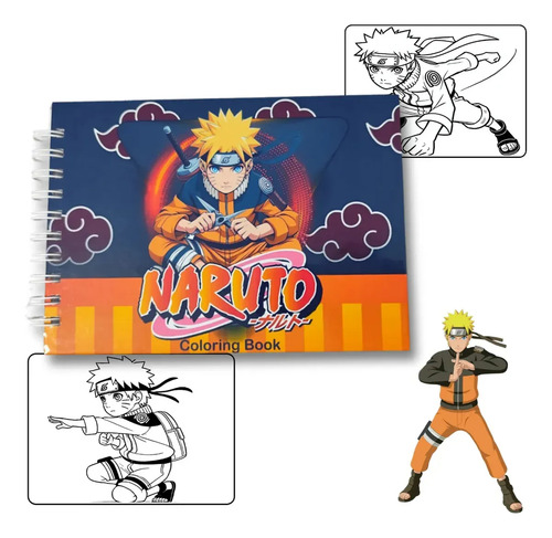 Livro De Colorir Naruto Estilo Capa Dura 50 Páginas De Desenhos Em Folha A5 180 Gr - Boobie Goods