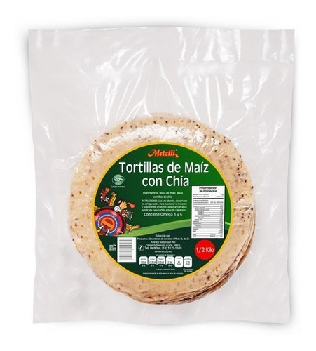 Tortilla Con Chia A Maquina (paquete 12 Piezas, 500 Gr. C/u)