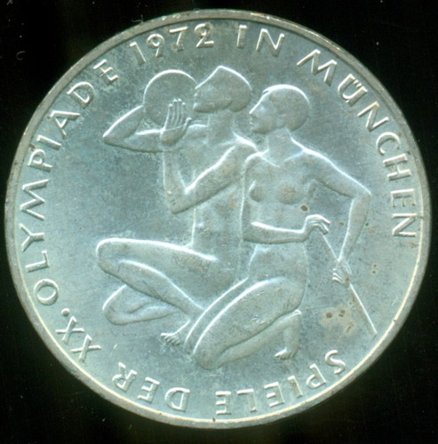 Alemania Moneda De Plata 10 Marcos 1972 G Olimpíadas Munich
