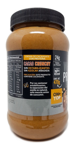 Imagen 2 de 8 de Crema De Cacahuate Cacao Crunchy + Whey Protein Isolate 470g