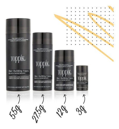 Fibras Capilares Toppik, Negro, 27.5g | Rellena Cabello Fino