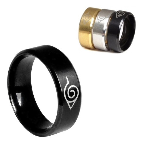 Anillo Naruto Argolla Grueso De 8mm Mate Acero Inoxidable