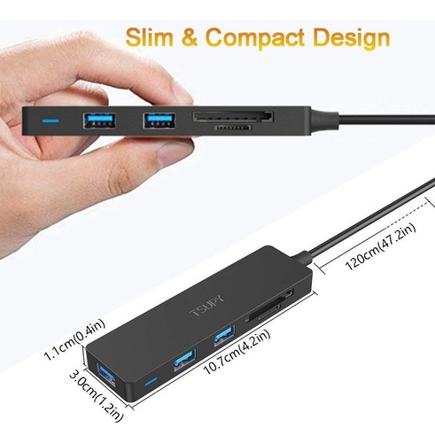 Imagen 2 de 8 de Hub Usb 3.0 - 3 Port Usb 3.0 - Lector Sd / Micro Sd