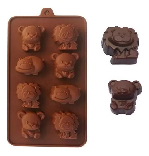 Molde Silicona Chocolate Golosinas Animal Leon Oso Hipopotam