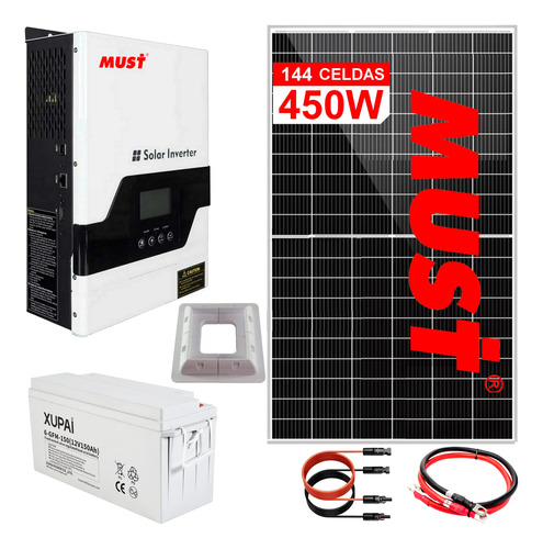 Kit Panel Solar Inversor 1kw Motorhome Casa Campo Bateria M5