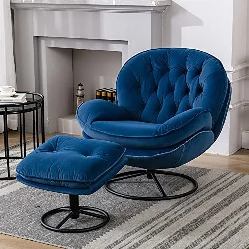 Mueble - Sillón Giratorio Con Otomana, Polibi, Moderno Sofá