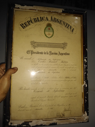 Antiguo Diploma Militar Firmado Por J D Peron Ejército