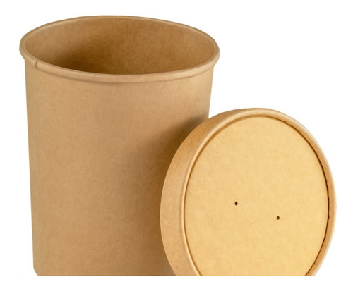 Contenedor Comida De Papel Encerado - Soup Bowl 26oz -25pz- Kraft