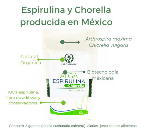 Alga Espirulina+chlorella En Polvo 100 G 3 Pack