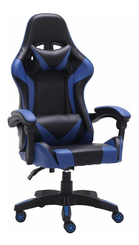 Cadeira de escritório Best G600 gamer  preto e azul com estofado de couro sintético