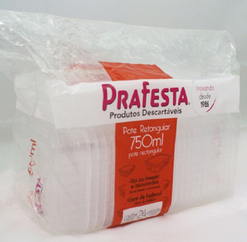 2 Kit Pote Plastico Marmita Fit 750ml Microonda Freezer 24un
